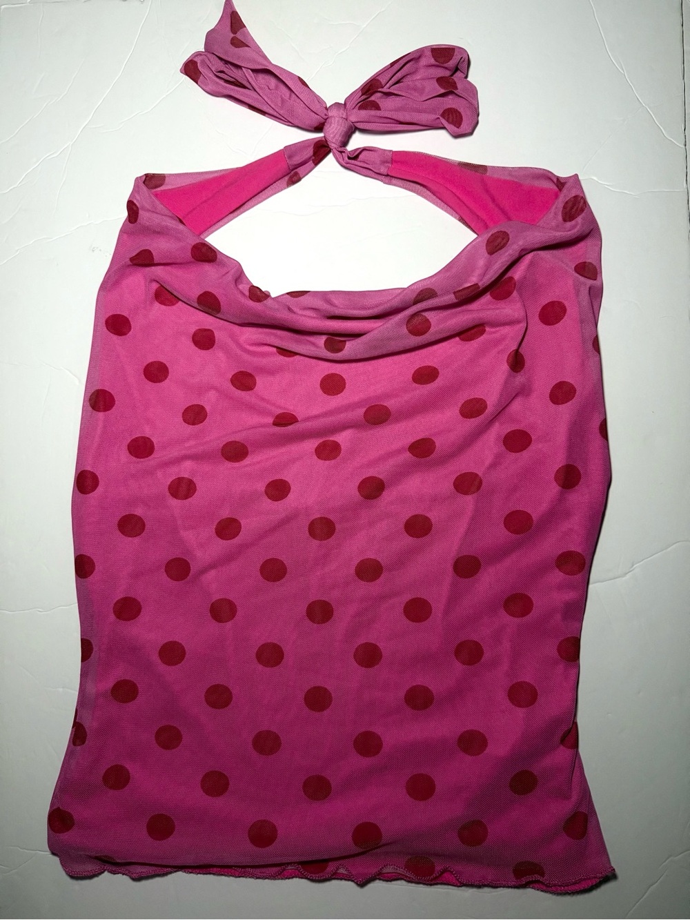 See You Monday Pink Polka
Dot Cowl Neck Halter Top Y2K - Size
M - New